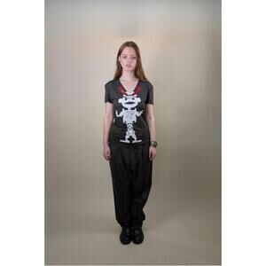 1990's john galliano ultra rare grey cowboy robot tee V Neck T-shirt Shirt Tee